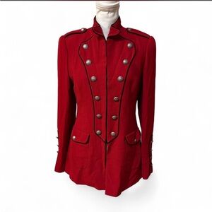 Zelda Vtg Jacket Women’s Sz 6 Red Black Trim Military Style Steam Punk Blazer